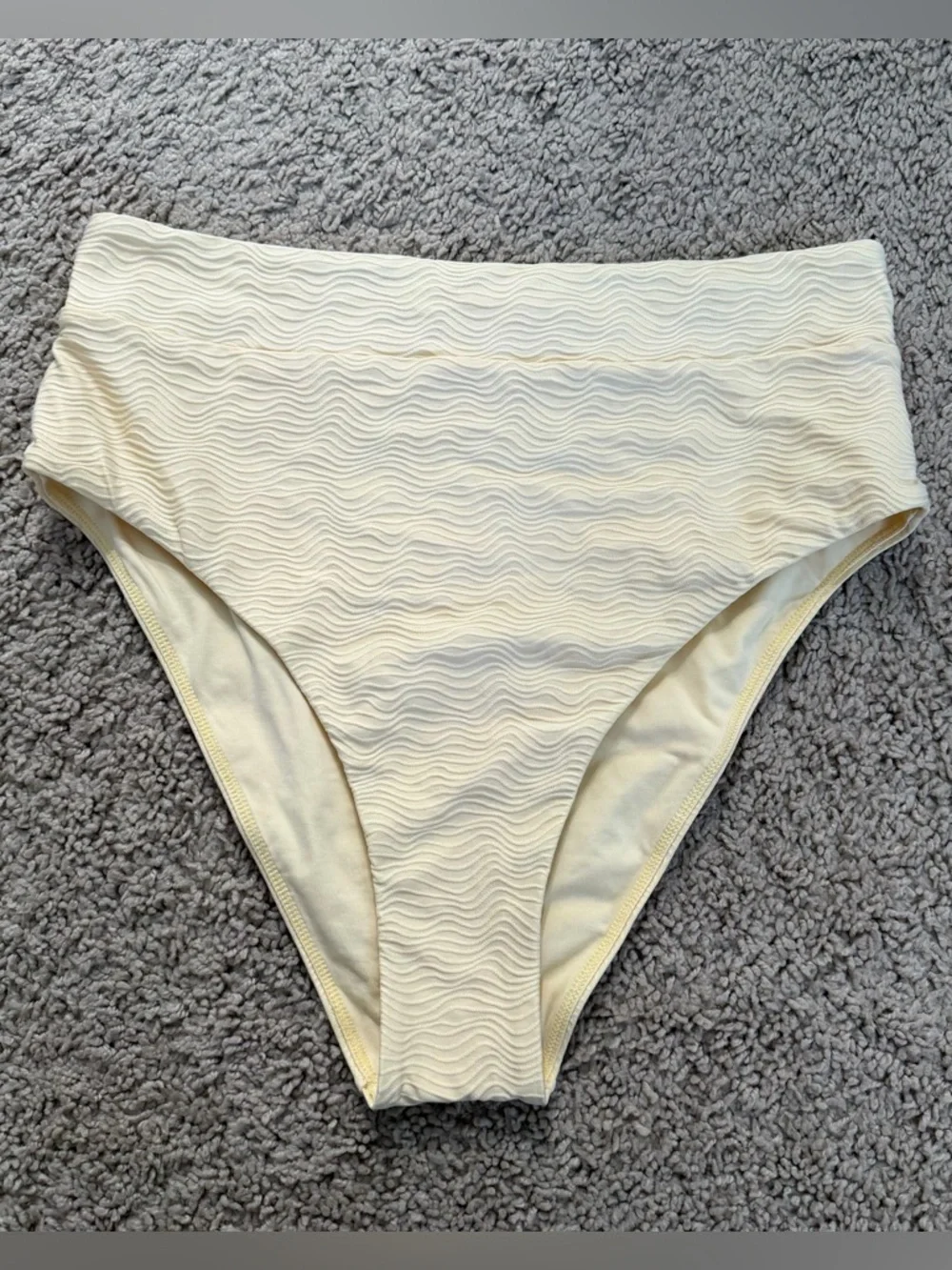 Monday Swimwear High Waisted Bikini Bottom Creme Wave Size Large